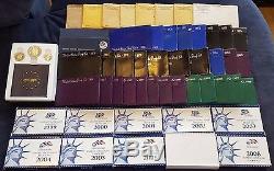 Complete collection of US Mint Proof Sets 1958-2008 with 1976 silver proof set