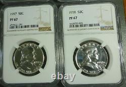 Complete set of Proof Franklin Half Dollars 1950-1963 all NGC PF67