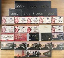 Consecutive Run 30 Silver Proof Sets 1992-2020. Key 2012 2020 2018 Reverse Set