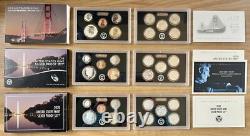 Consecutive Run 30 Silver Proof Sets 1992-2020. Key 2012 2020 2018 Reverse Set