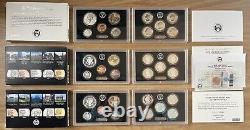 Consecutive Run 30 Silver Proof Sets 1992-2020. Key 2012 2020 2018 Reverse Set