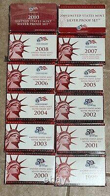 Consecutive Run 33 Silver Proof Sets 1992-2023. Key 2012 2020 2018 Reverse Set