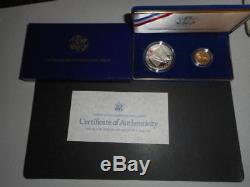 Constitution Proof 1987 $5 Gold & $1 Silver 2 Coin Set Plus Box with COA