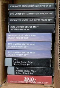 Dealers Lot Of 10 Silver Proof Sets In 1 Group