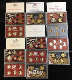 Dealers Lot of 12 United States Mint Silver Proof Sets 1999-2009