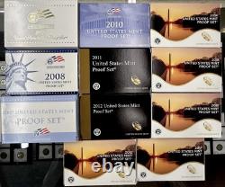 ESTATE LOT! Bulk Lot of U. S. Proof Set Run 2007-2017 ALL OGP/ 11 Sets Total