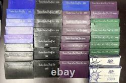 ESTATE LOT! Bulk Lot of U. S. Proof Sets Run 1968-2000 ALL OGP 33 Sets Total
