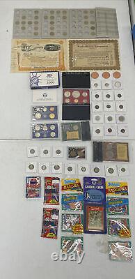 Estate Liquidation Lot ball cards, proof coins, proof sets, shares and more