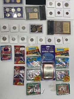 Estate Liquidation Lot ball cards, proof coins, proof sets, shares and more