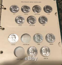 Franklin half dollar set, High Grade BU/AU 1948-63 p-d-s mints 35 coins, no proofs