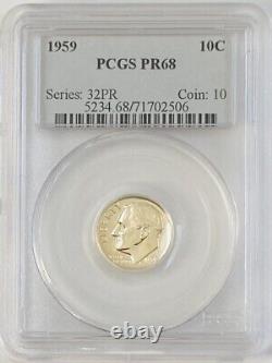 GORGEOUS 1959 US PROOF SET PCGS GRADED With NEAR CAMEO PR68 FRANKLIN HALF