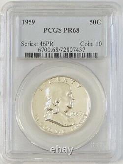 GORGEOUS 1959 US PROOF SET PCGS GRADED With NEAR CAMEO PR68 FRANKLIN HALF