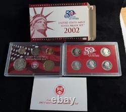 GORGEOUS MINT CONDITION 2002 US Mint SILVER Proof Set 10 Coins