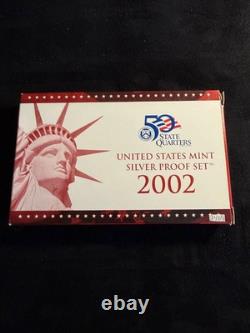 GORGEOUS MINT CONDITION 2002 US Mint SILVER Proof Set 10 Coins