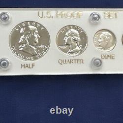 Gem 1955 Silver Proof Set In Brand New Vintage Capital Holder #BN125