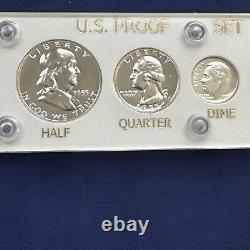 Gem 1955 Silver Proof Set In Brand New Vintage Capital Holder #BN125