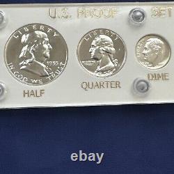 Gem 1955 Silver Proof Set In Brand New Vintage Capital Holder #BN125