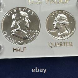 Gem 1955 Silver Proof Set In Brand New Vintage Capital Holder #BN125