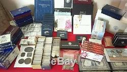 HUGE SILVER COIN COLLECTION U. S. MINT PROOF SETS/COMMEMORATIVE SILVER DOLLARS