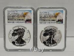 IN-HAND, 2021 NGC PF69 Reverse Proof American Silver Eagle Designer (2pc Set)