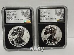 (IN-HAND) 2021 NGC PF70 FR Reverse Proof American Silver Eagle Designer 2pc Set