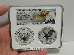 IN-HAND 2021 NGC PF70 Reverse Proof American Silver Eagle Designer 2pc Set LOOK