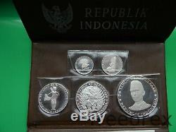 Indonesia 1970 10000 750 500 250 100 Rupiah Full Set Proof Silver