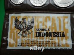 Indonesia 1970 10000 750 500 250 100 Rupiah Full Set Proof Silver