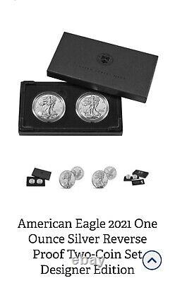 L40 SEALED American Silver Eagle 2021 Silver Reverse Proof Two-Coin Set 21XJ