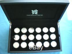LONDON 2012 OLYMPICS FULL 18X £5 SILVER PROOF COLLECTION BRITAIN CELEBRATION SET