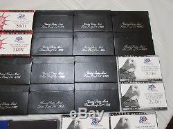 Lot Of 26 U. S. Mint Silver Proof Sets 1992-2006 + 2 Prestige & One Premier