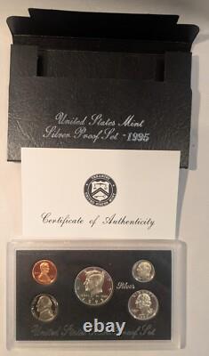 LOT OF 7 U. S. MINT SILVER PROOF SETS 1992 1998 in OGP BOXES with COAs