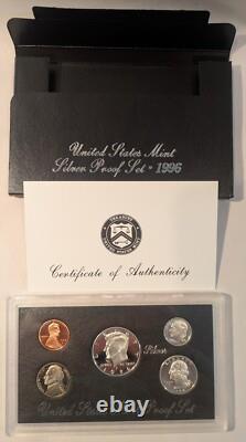 LOT OF 7 U. S. MINT SILVER PROOF SETS 1992 1998 in OGP BOXES with COAs