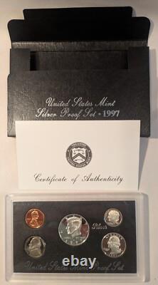 LOT OF 7 U. S. MINT SILVER PROOF SETS 1992 1998 in OGP BOXES with COAs