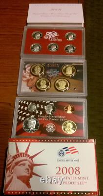 LOT Three U. S. Silver Proof Sets 2008, 2010, 2011 withCOAS and OGP