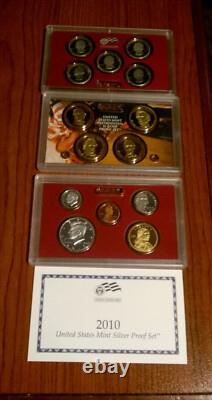 LOT Three U. S. Silver Proof Sets 2008, 2010, 2011 withCOAS and OGP