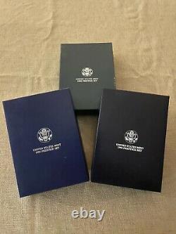 LOT of 3. 1990 1993 1994 U. S. Mint Prestige Proof Sets Original Boxes & COA's