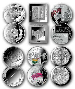 Latvia FULL SET 6 coins 5 Euro 2015 Lettland Letonia silver PROOF silber