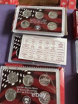 Lot (4) US Mint 50 State Quarters Silver Proof Sets 1999 2000 2001 2001