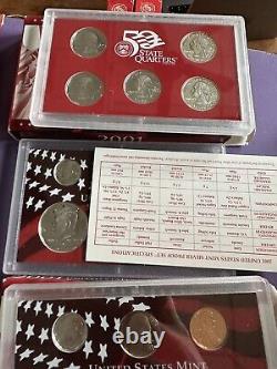 Lot (4) US Mint 50 State Quarters Silver Proof Sets 1999 2000 2001 2001