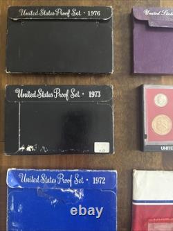 Lot Consisting Of Various Years Of Us Proof Sets Coins 1972 Thru 1989 Ogp