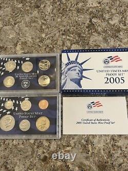 Lot Of 11 1999-2009 Proof Coin Sets WithOriginal Packaging. 2008 Is A Silver Set