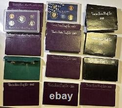 Lot Of 16 US Proof Sets 1979-1999 Mixed