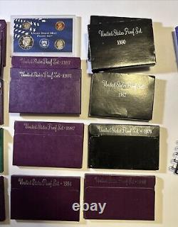 Lot Of 16 US Proof Sets 1979-1999 Mixed