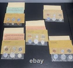 Lot Of (5) 1959 1961 1962 1963 1964 Proof Set US Mint Silver Coins Envelope COA