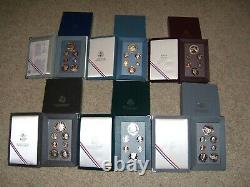 Lot Of 6- Us Mint Prestige Proof Sets- (dollar Coins In Sets Are 90% Silver)