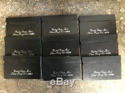 Lot Of (9) 1992-1998-s Us Mint Silver Proof Sets Original Packaging Coa