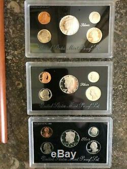 Lot Of (9) 1992-1998-s Us Mint Silver Proof Sets Original Packaging Coa