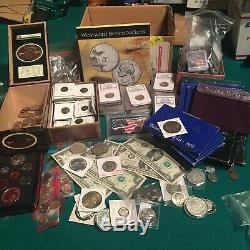 Lot Of Us Silver Coins, Proof Sets, Pcgs, Currency & More Collectors Grab Bag