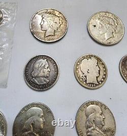 Lot Silver US Coins 11.25 FV 1 Proof Set, 1986 ASE, 1893 Columbus Half, Booker T